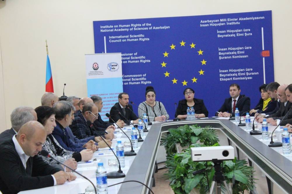 The round table was held on the final presentation of the project «Preparation of the Appeals to İnternational court of displaced People in captivity during the Armenian-Azerbaijani Nagorno-Karabakh conflict”